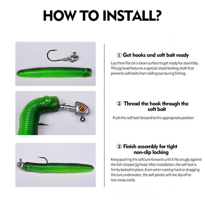 PROBEROS JIG075 3D Eye Lead Jig Head Hooks 3.5g-14g Soft Plastic Lure Jig Hooks Freshwater Saltwater Fishing