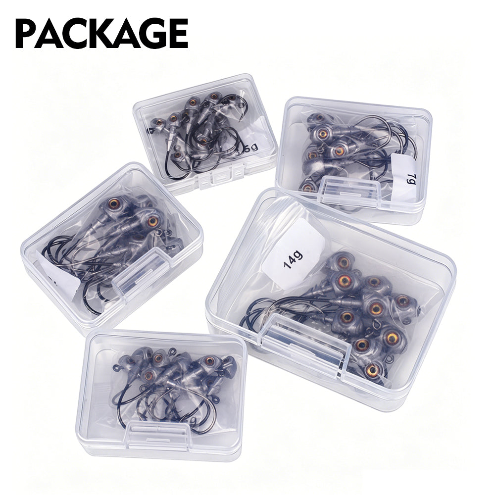 PROBEROS JIG075 3D Eye Lead Jig Head Hooks 3.5g-14g Soft Plastic Lure Jig Hooks Freshwater &amp; Saltwater Fishing