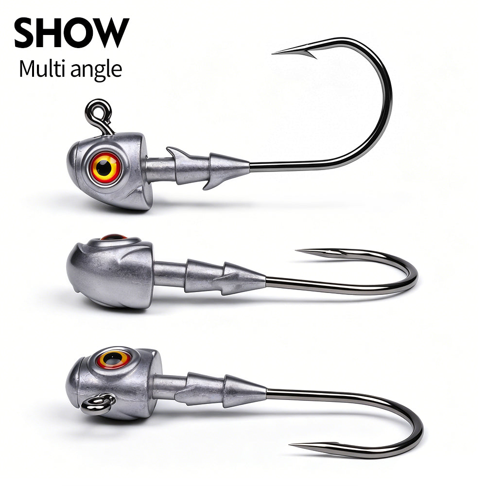 PROBEROS JIG075 3D Eye Lead Jig Head Hooks 3.5g-14g Soft Plastic Lure Jig Hooks Freshwater &amp; Saltwater Fishing