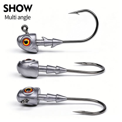 PROBEROS JIG075 3D Eye Lead Jig Head Hooks 3.5g-14g Soft Plastic Lure Jig Hooks Freshwater Saltwater Fishing