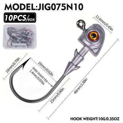 PROBEROS JIG075 3D Eye Lead Jig Head Hooks 3.5g-14g Soft Plastic Lure Jig Hooks Freshwater Saltwater Fishing