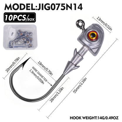 PROBEROS JIG075 3D Eye Lead Jig Head Hooks 3.5g-14g Soft Plastic Lure Jig Hooks Freshwater Saltwater Fishing