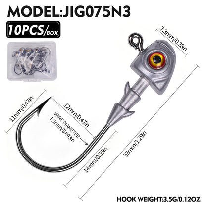 PROBEROS JIG075 3D Eye Lead Jig Head Hooks 3.5g-14g Soft Plastic Lure Jig Hooks Freshwater Saltwater Fishing