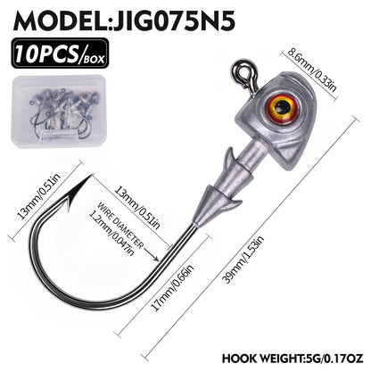 PROBEROS JIG075 3D Eye Lead Jig Head Hooks 3.5g-14g Soft Plastic Lure Jig Hooks Freshwater Saltwater Fishing