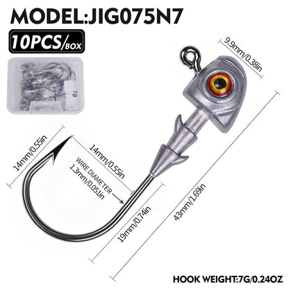 PROBEROS JIG075 3D Eye Lead Jig Head Hooks 3.5g-14g Soft Plastic Lure Jig Hooks Freshwater Saltwater Fishing