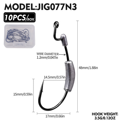 PROBEROS JIG077 Double Weight Lead Jig Head Hooks (1.75g-7g)
