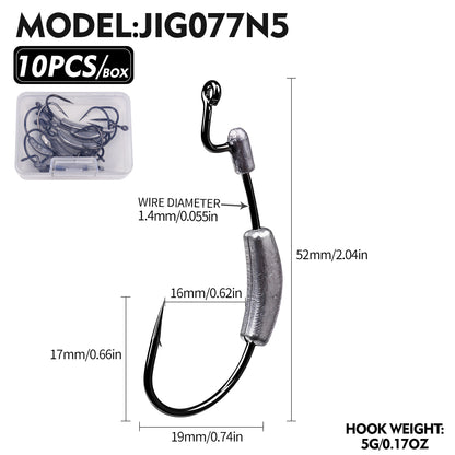 PROBEROS JIG077 Double Weight Lead Jig Head Hooks (1.75g-7g)