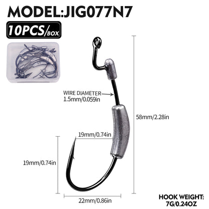 PROBEROS JIG077 Double Weight Lead Jig Head Hooks (1.75g-7g)