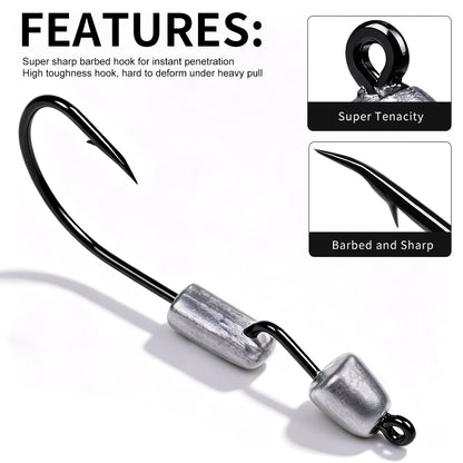 PROBEROS JIG079 Dual Lead Weight Offset Jig Hooks (1.8g-5.6g)