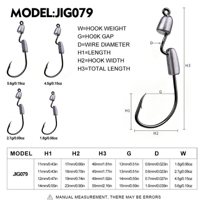 PROBEROS JIG079 Dual Lead Weight Offset Jig Hooks (1.8g-5.6g)