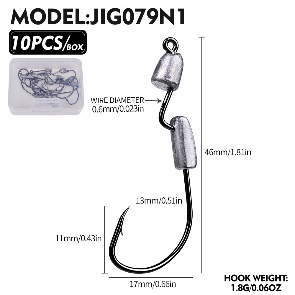 PROBEROS JIG079 Dual Lead Weight Offset Jig Hooks (1.8g-5.6g)