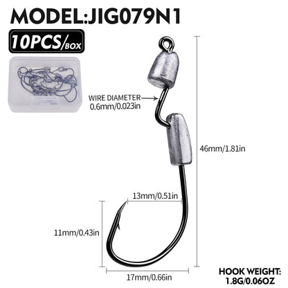 PROBEROS JIG079 Dual Lead Weight Offset Jig Hooks (1.8g-5.6g)