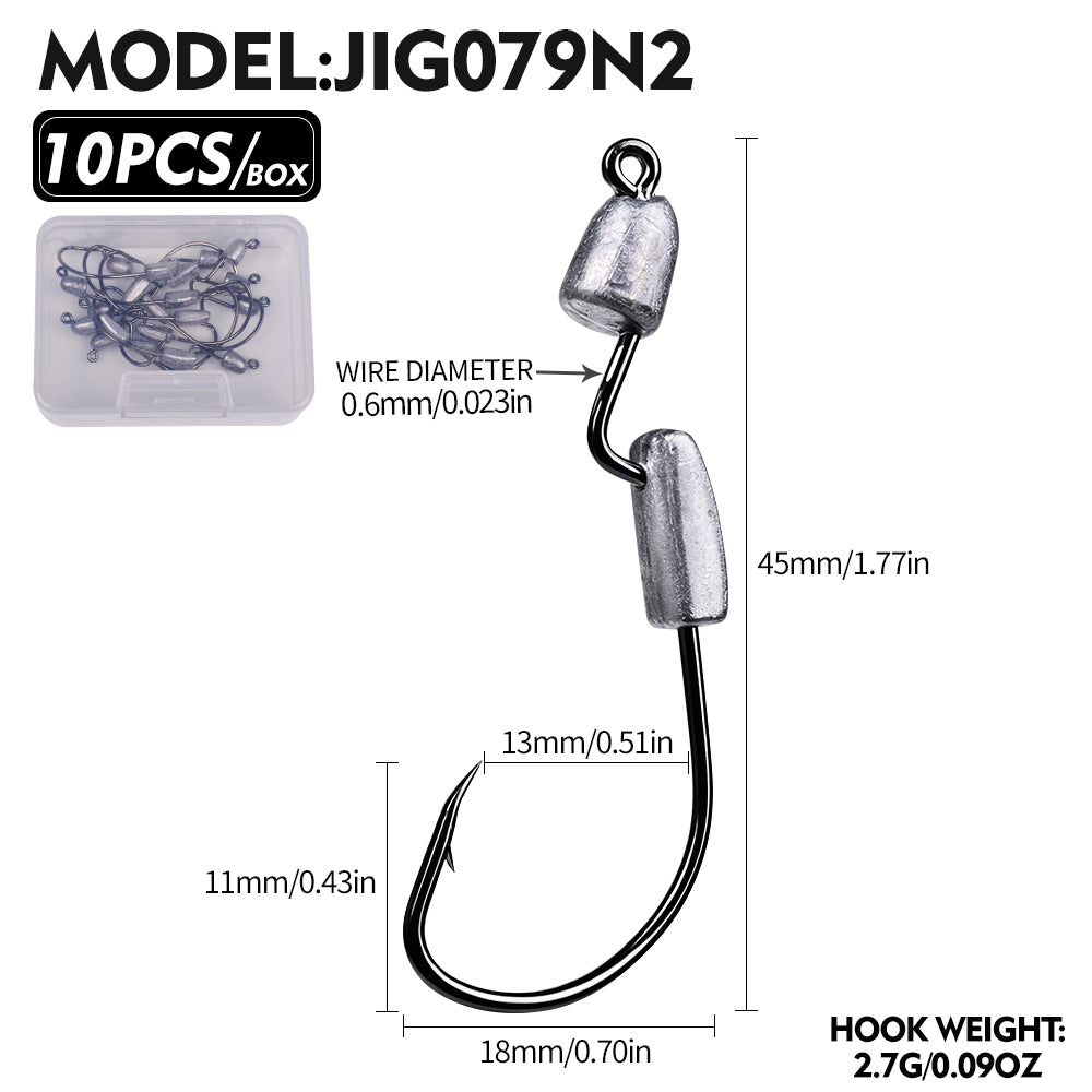 PROBEROS JIG079 Dual Lead Weight Offset Jig Hooks (1.8g-5.6g)