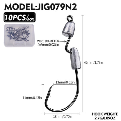 PROBEROS JIG079 Dual Lead Weight Offset Jig Hooks (1.8g-5.6g)
