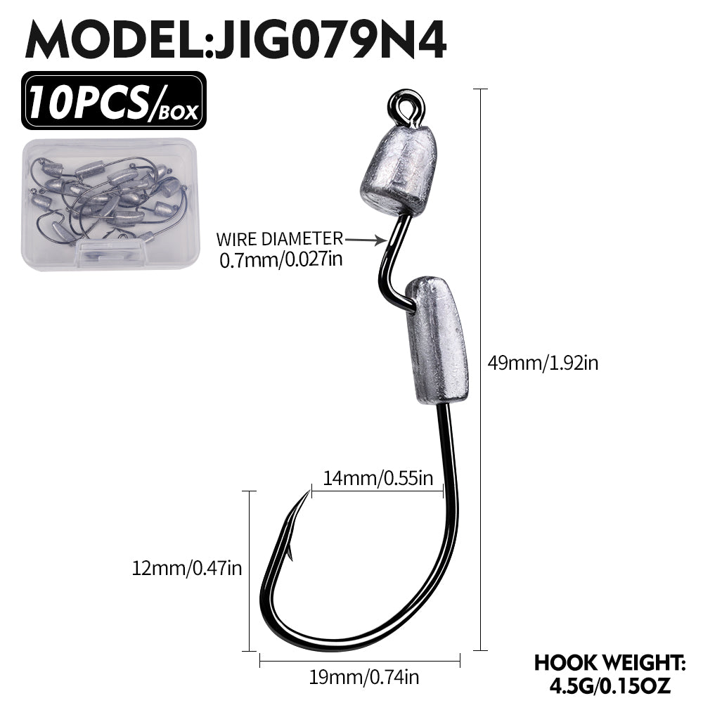 PROBEROS JIG079 Dual Lead Weight Offset Jig Hooks (1.8g-5.6g)