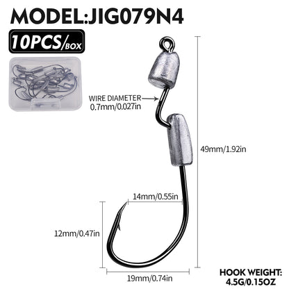 PROBEROS JIG079 Dual Lead Weight Offset Jig Hooks (1.8g-5.6g)