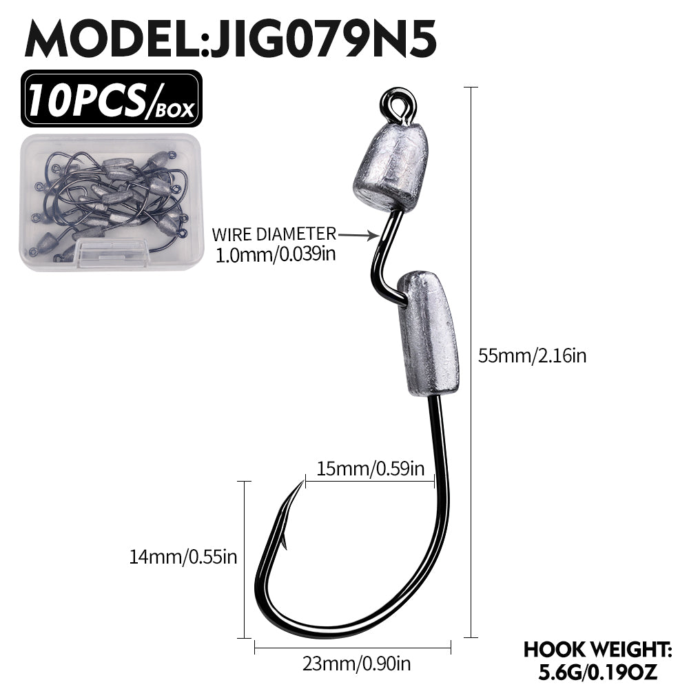 PROBEROS JIG079 Dual Lead Weight Offset Jig Hooks (1.8g-5.6g)
