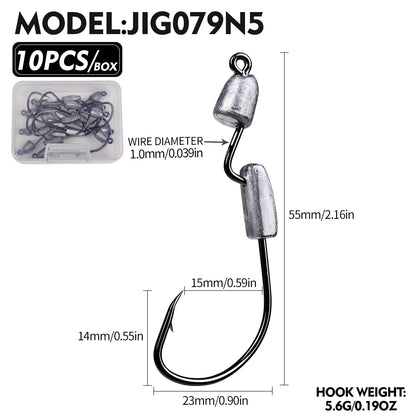 PROBEROS JIG079 Dual Lead Weight Offset Jig Hooks (1.8g-5.6g)