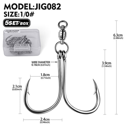 PROBEROS Swivel Twin Single Hook Kit Full Stainless Steel Jig Assist