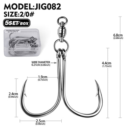 PROBEROS Swivel Twin Single Hook Kit Full Stainless Steel Jig Assist