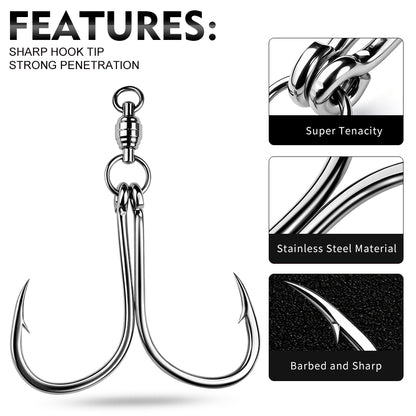 PROBEROS Swivel Twin Single Hook Kit Full Stainless Steel Jig Assist