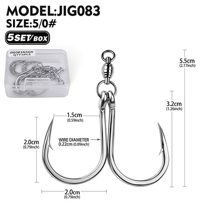 PROBEROS Swivel Twin Single Hook Kit Full Stainless Steel Jig Assist
