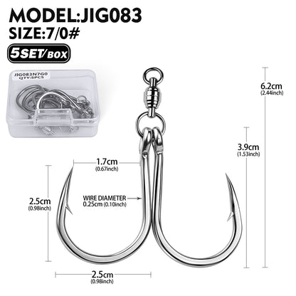 PROBEROS Swivel Twin Single Hook Kit Full Stainless Steel Jig Assist
