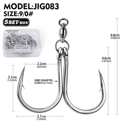 PROBEROS Swivel Twin Single Hook Kit Full Stainless Steel Jig Assist