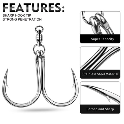 PROBEROS Swivel Twin Single Hook Kit Full Stainless Steel Jig Assist