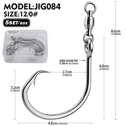 PROBEROS Swivel Twin Single Hook Kit Full Stainless Steel Jig Assist