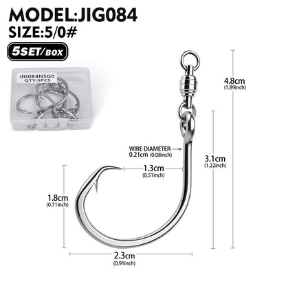 PROBEROS Swivel Twin Single Hook Kit Full Stainless Steel Jig Assist