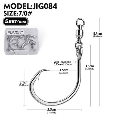 PROBEROS Swivel Twin Single Hook Kit Full Stainless Steel Jig Assist