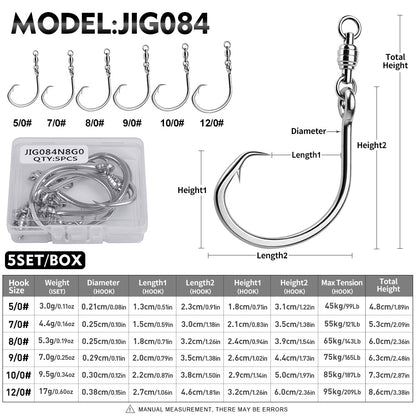 PROBEROS Swivel Twin Single Hook Kit Full Stainless Steel Jig Assist