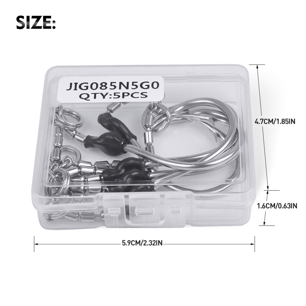 PROBEROS Heavy Duty Swivel Single Fishing Hooks 3/0#-5/0#Stainless Steel altwater Big Game Hooks