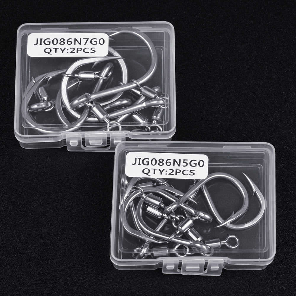 ROBEROS 3&4 Connected Swivel String Fishing Hooks 5/0#-7/0#2SET/Box