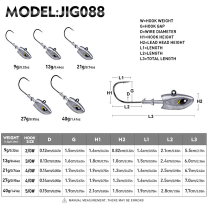 PROBEROS JIG088 Soft Plastic Lure 9g-40g for Bass Trout Pike