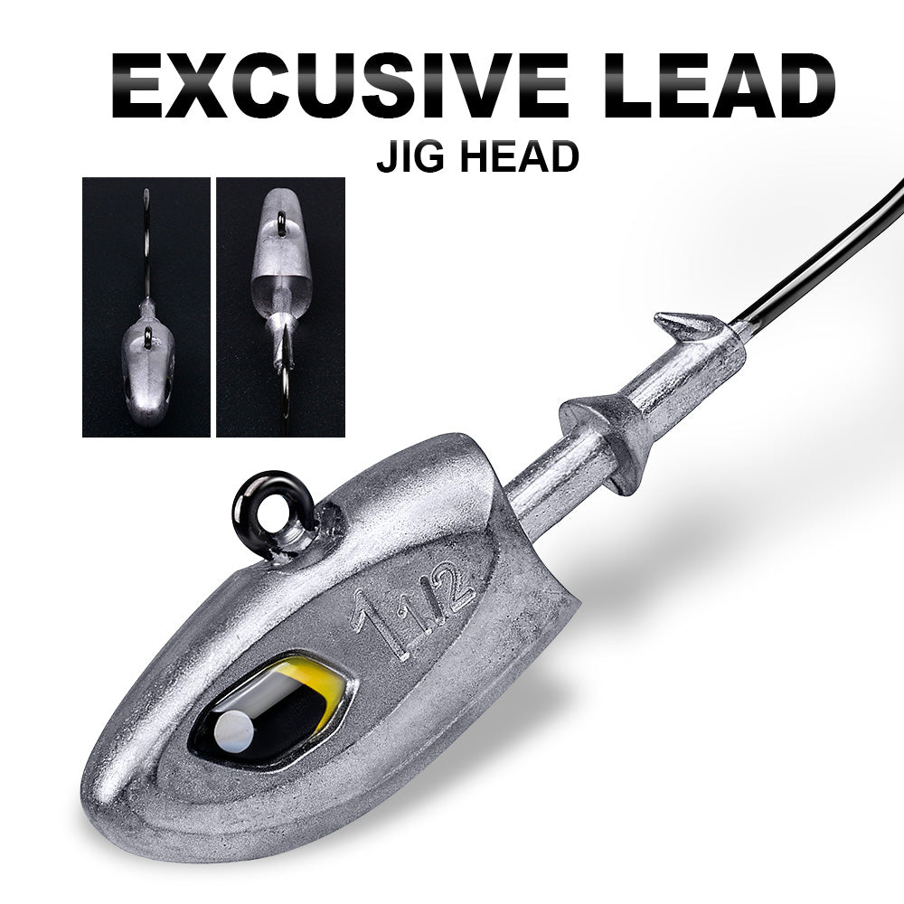 PROBEROS JIG088 Fish Head Jig Hooks, 9g-40g Lead Head Hooks for Soft Lures