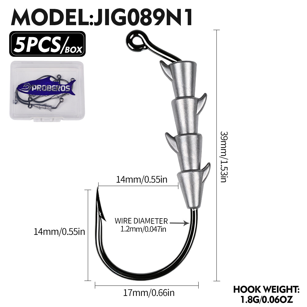 PROBEROS JIG089 Multi-Spike Lead Jig Head Hooks 1.8g-7g (10-Pack)