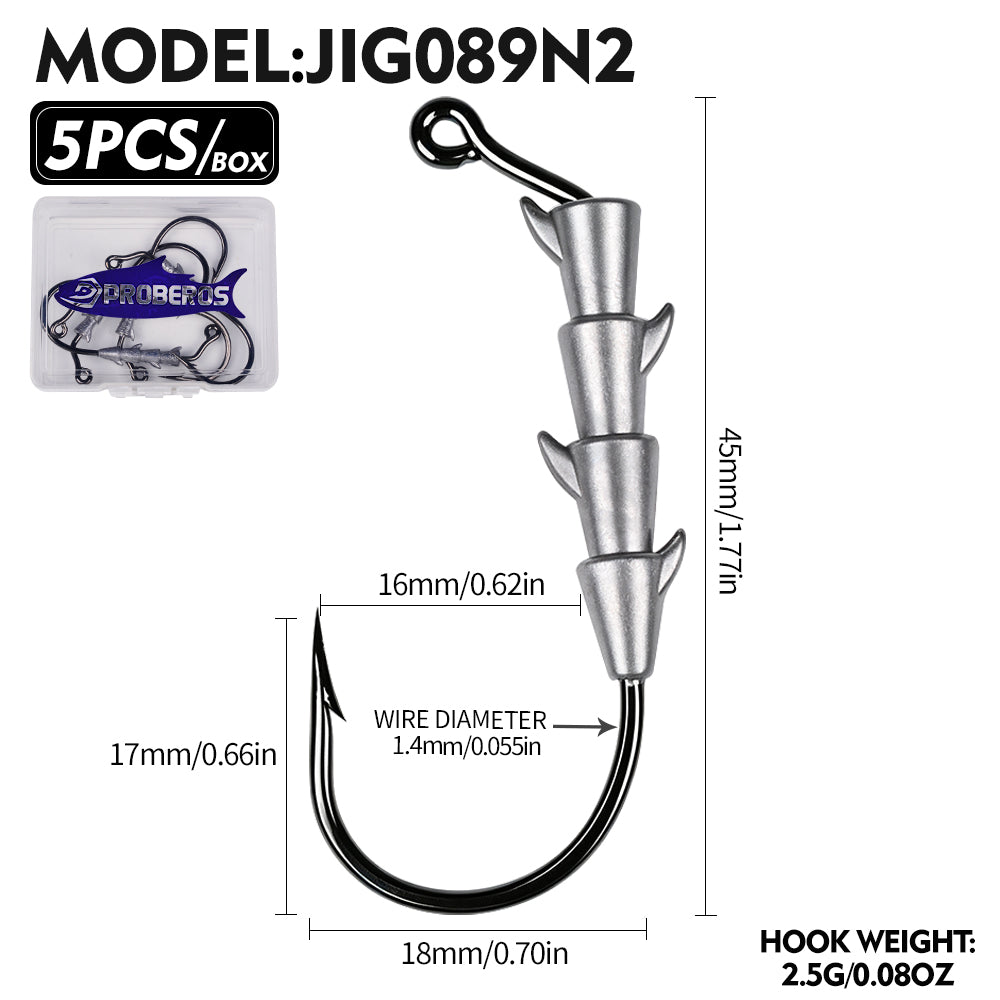 PROBEROS JIG089 Multi-Spike Lead Jig Head Hooks 1.8g-7g (10-Pack)