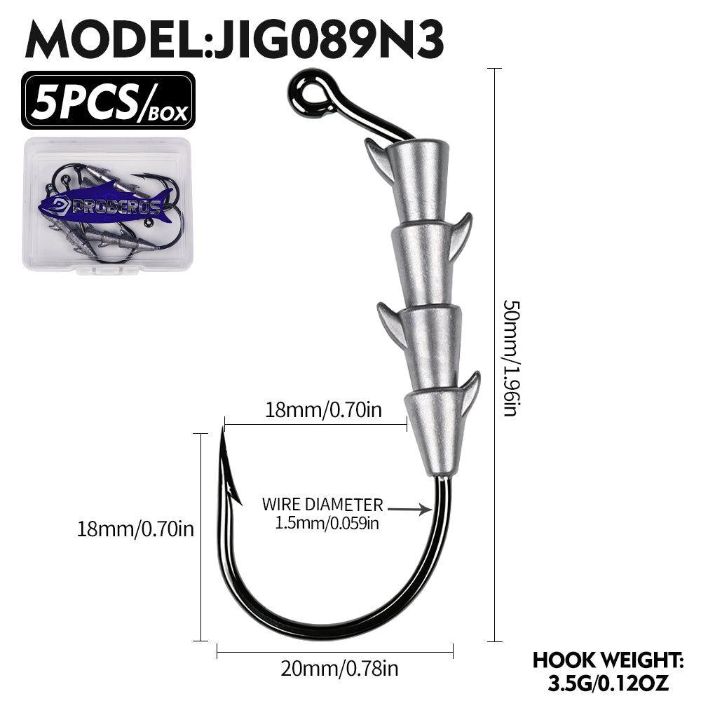 PROBEROS JIG089 Multi-Spike Lead Jig Head Hooks 1.8g-7g (10-Pack)
