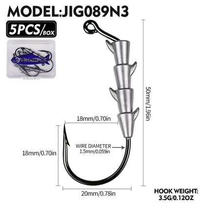 PROBEROS JIG089 Multi-Spike Lead Jig Head Hooks 1.8g-7g (10-Pack)