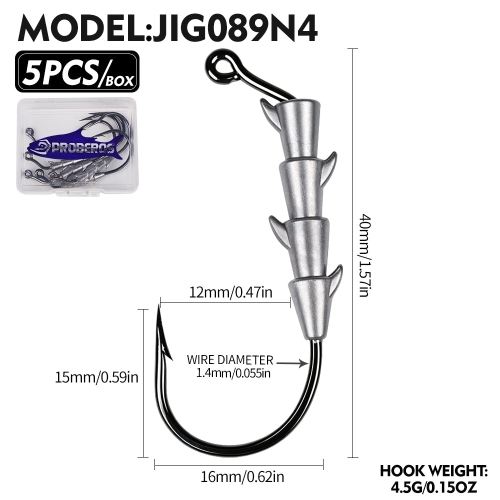 PROBEROS JIG089 Multi-Spike Lead Jig Head Hooks 1.8g-7g (10-Pack)