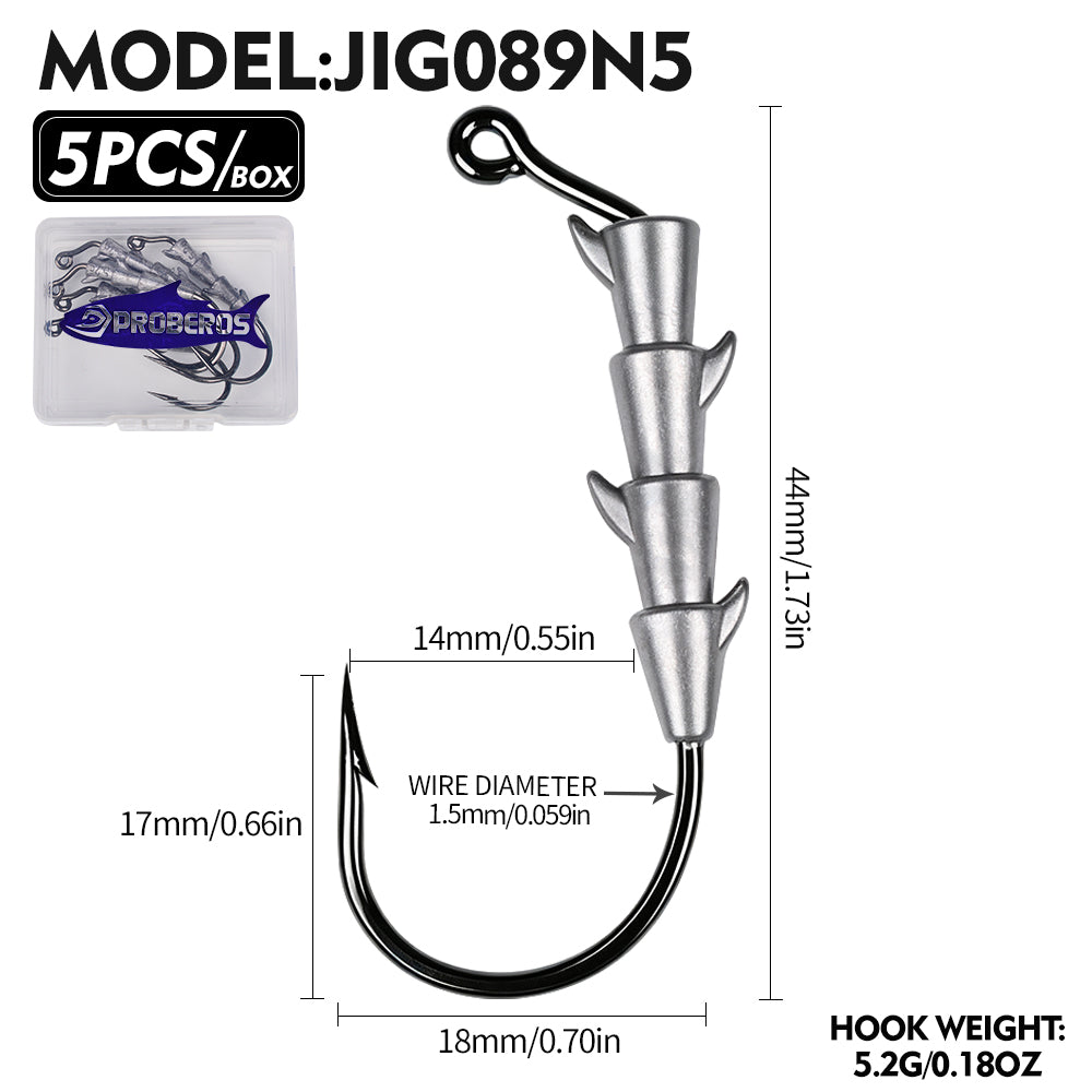 PROBEROS JIG089 Multi-Spike Lead Jig Head Hooks 1.8g-7g (10-Pack)