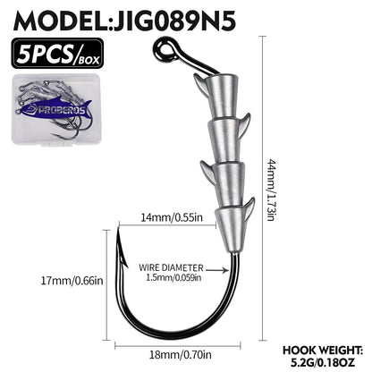 PROBEROS JIG089 Multi-Spike Lead Jig Head Hooks 1.8g-7g (10-Pack)
