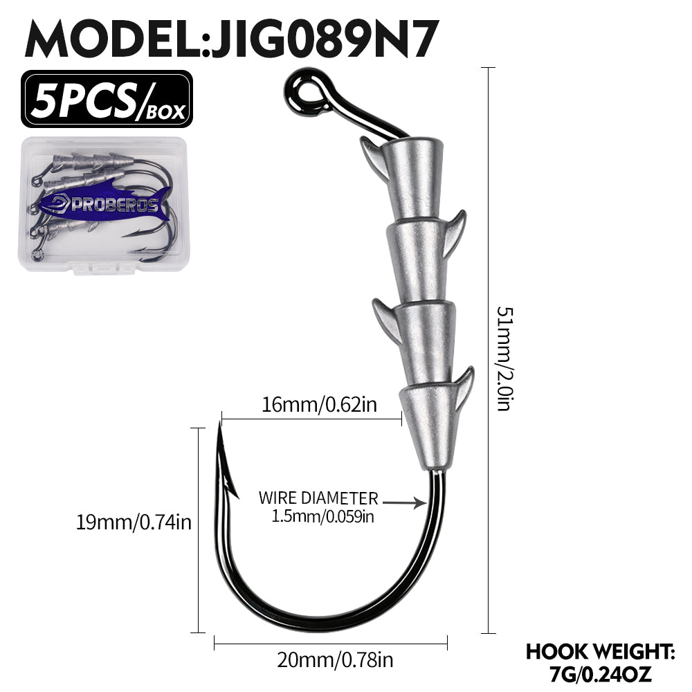 PROBEROS JIG089 Multi-Spike Lead Jig Head Hooks 1.8g-7g (10-Pack)