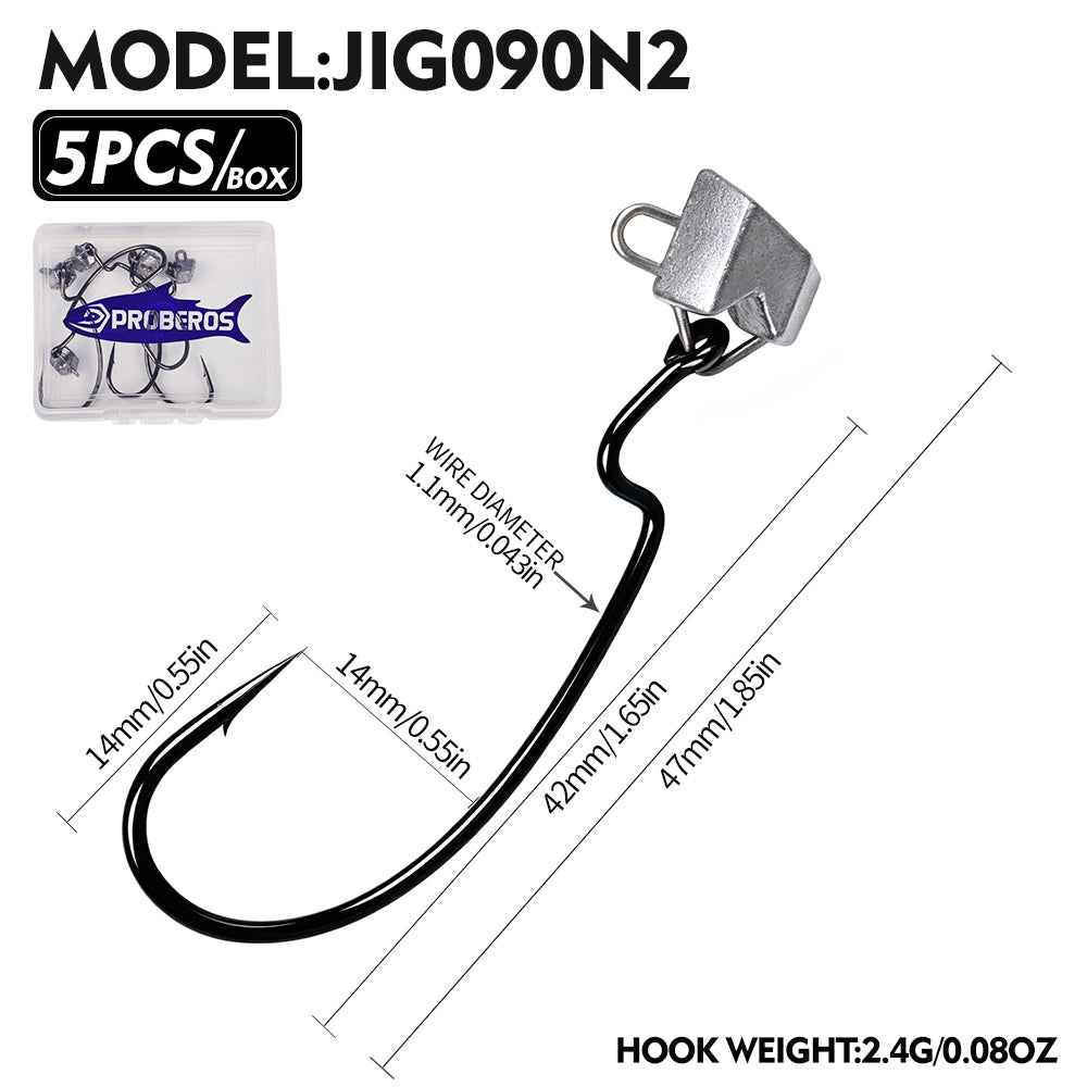 PROBEROS JIG090 Triangle Offset Jig Head Hooks 1.6g-6.5g (5-Pack)