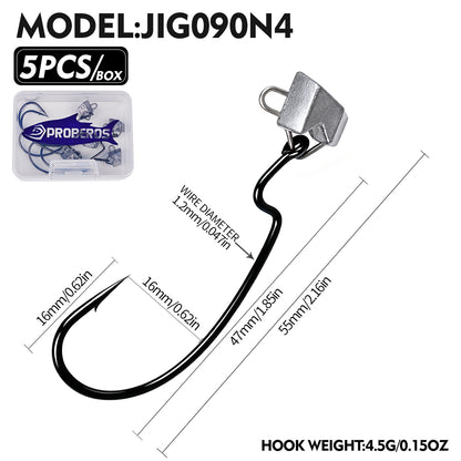 PROBEROS JIG090 Triangle Offset Jig Head Hooks 1.6g-6.5g (5-Pack)