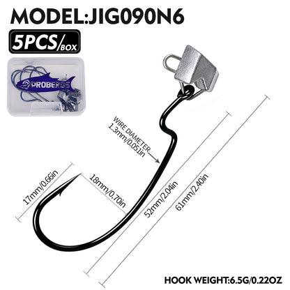 PROBEROS JIG090 Triangle Offset Jig Head Hooks 1.6g-6.5g (5-Pack)