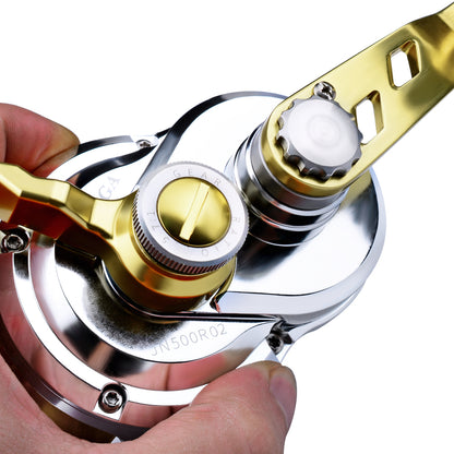 PROBEROS Slow Pitch Jigging Reel, 40kg Max Drag, Silver/Blue CNC Aluminum Offshore Reel, 9+1 Bearings, 5.7:1 Gear Ratio