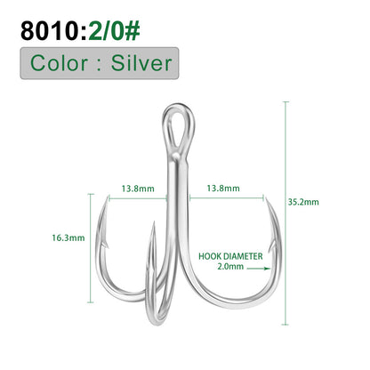 PROBEROS Bright Tin Triple Hook with Barbed Anchor Hook Double Reinforced Bulk Lure Hook Hook 50pcs